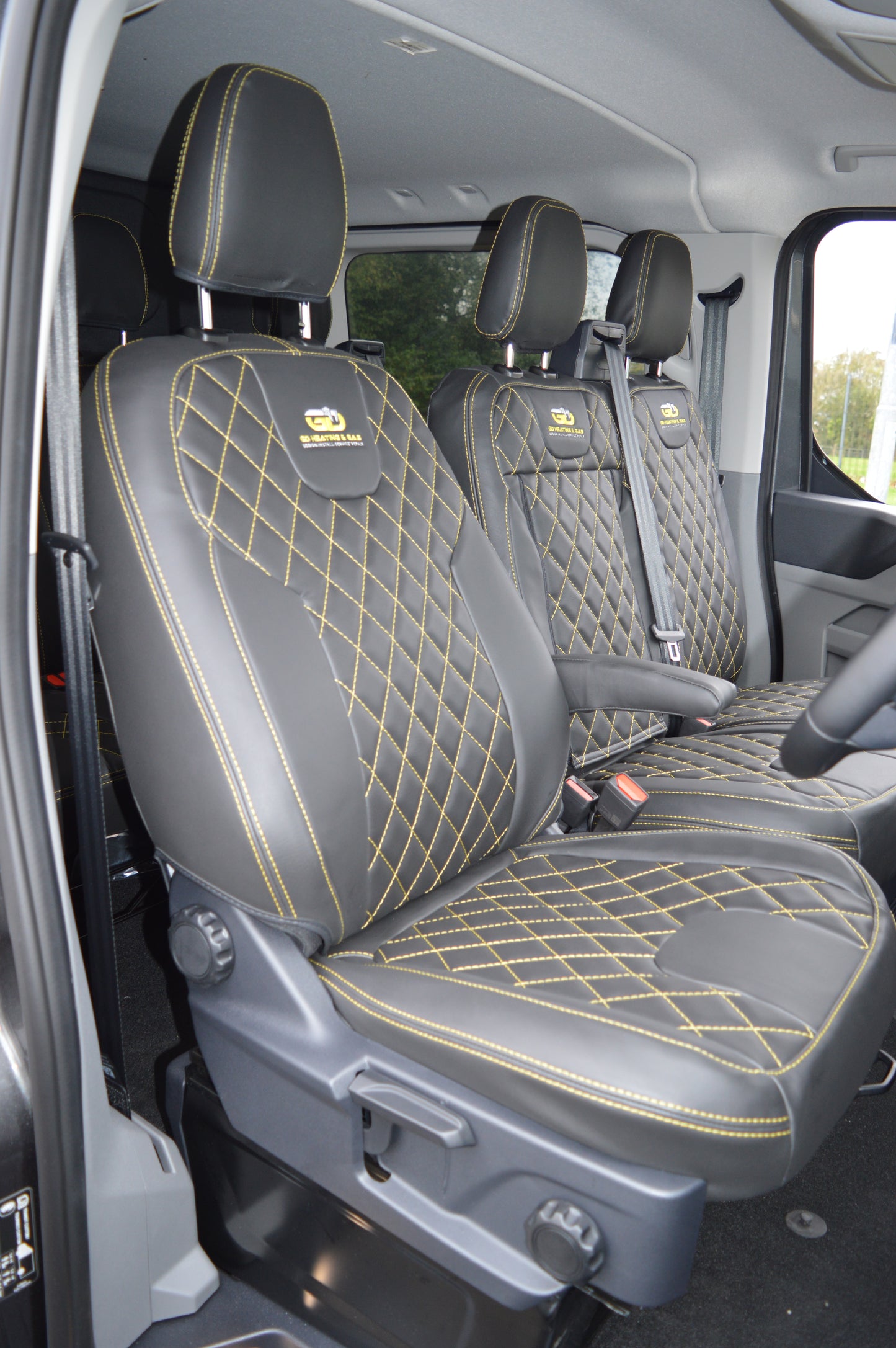 Ford Transit Custom Crew Cab Seat Covers (2024) | Black Leatherette | UK Made to Order