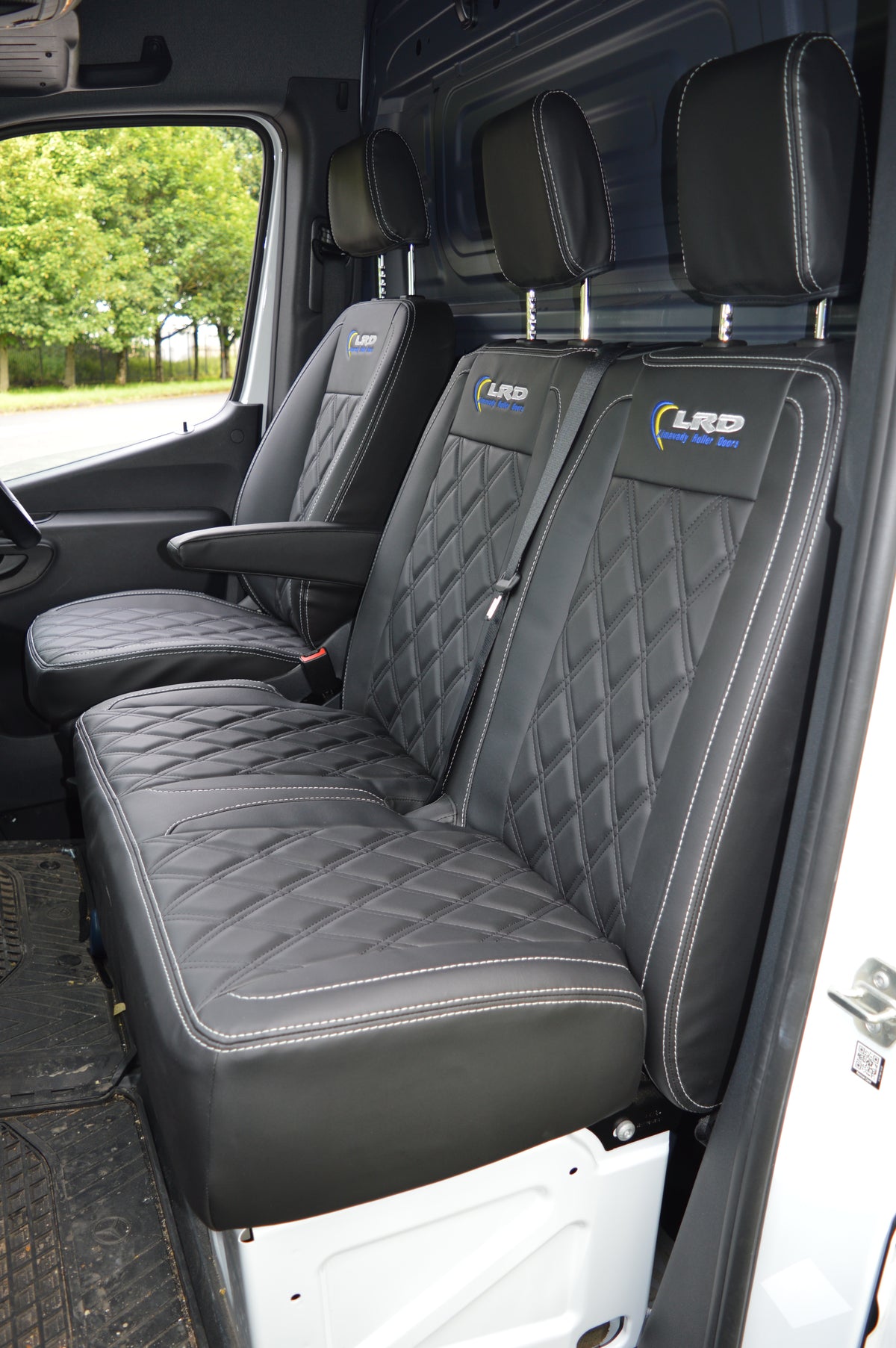 Mercedes Sprinter MK3 (2017 Onwards) Tailored Van Seat Covers – Black Diamond Quilted Leatherette