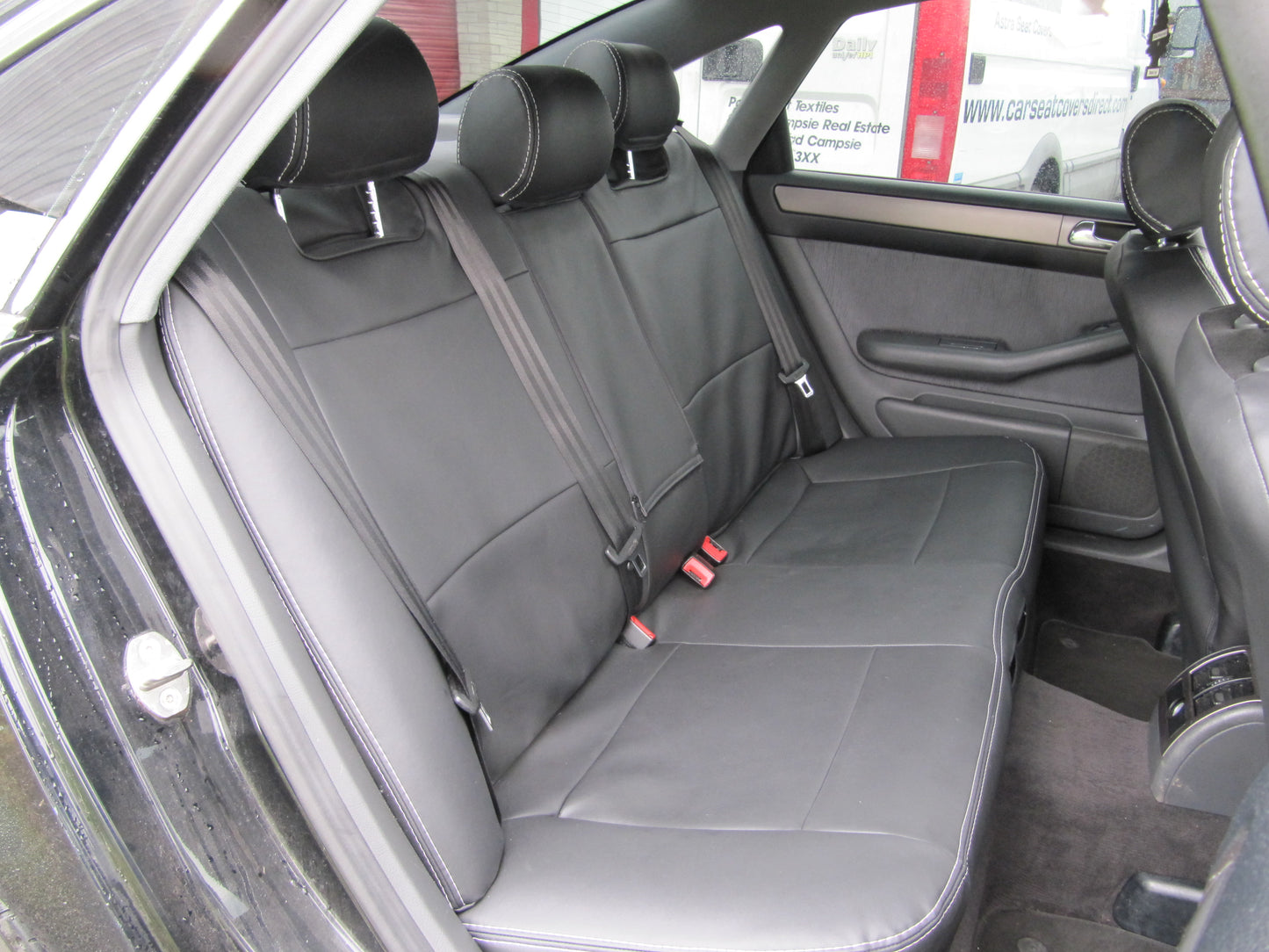 Audi A6 4B Seat Covers (1997–2004) | Black Leatherette & Silver Stitching | Custom Made to Order