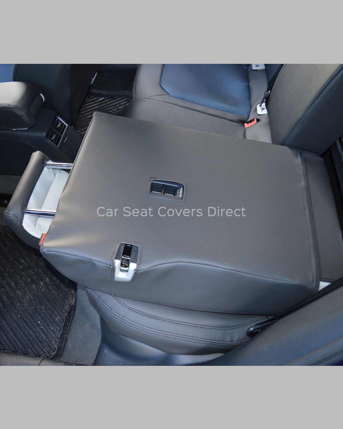 Audi A3 8V Seat Covers (2012–2020) | Black Leatherette & Lazer Blue Fabric Centres | Custom Made to Order