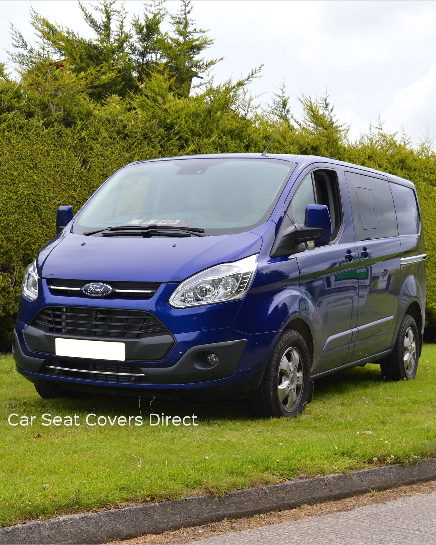 Ford Transit Custom Seat Covers - Cream Leatherette Cream Double Top Stitching (2013-Present)