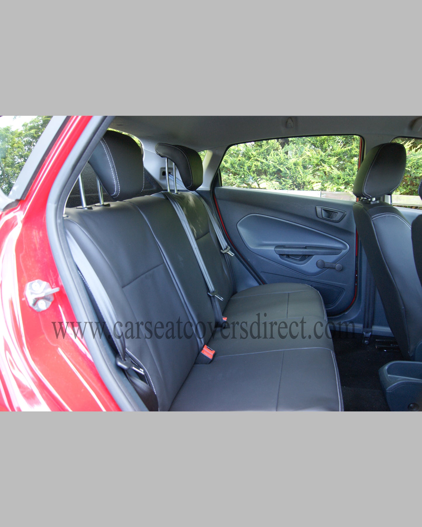 Ford Fiesta Edge MK6 Seat Covers - All Black Leatherette Silver Double Stitching Fully Tailored (6th Generation 2002-2008)