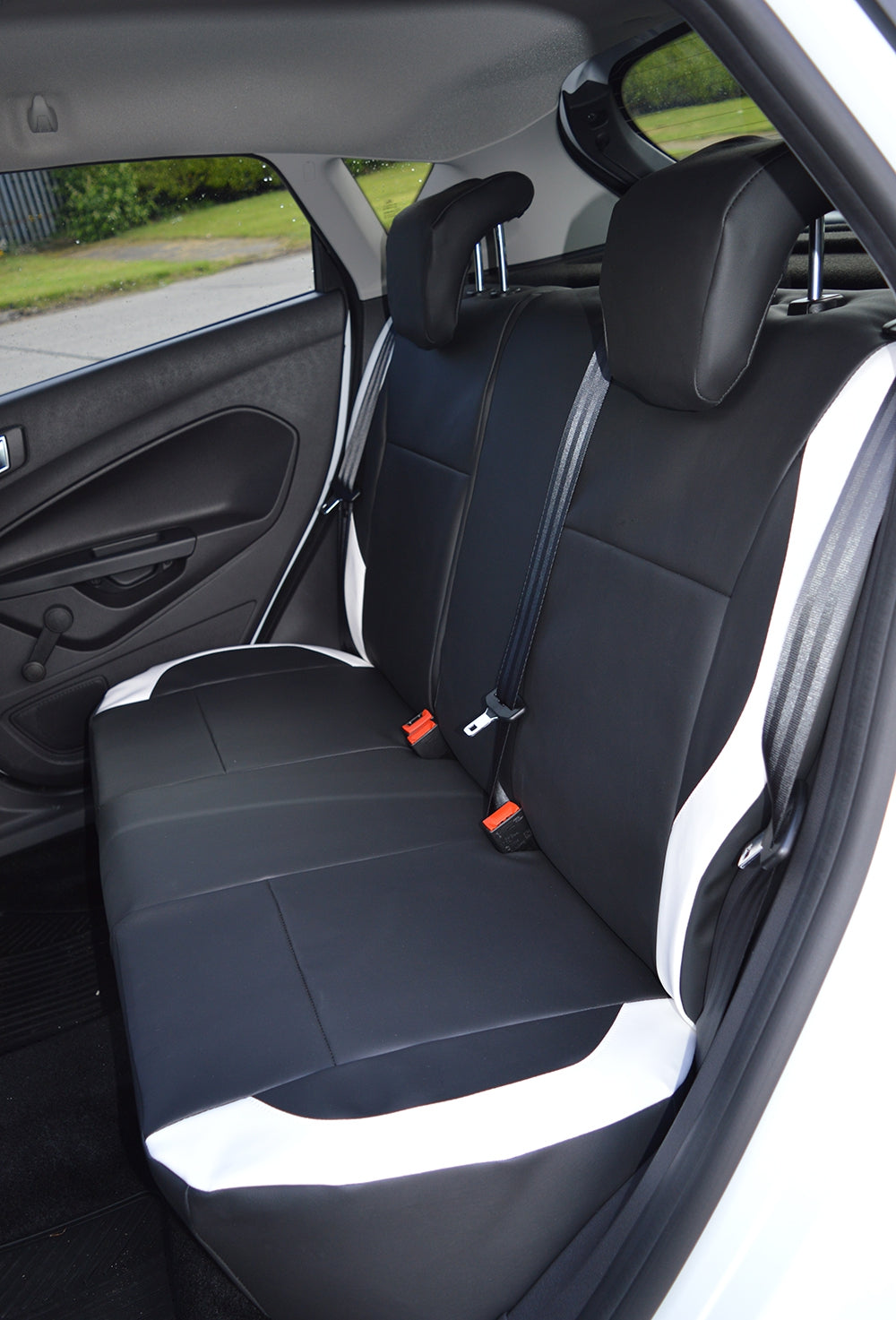 Ford Fiesta Seat Covers - Black & White Leatherette Two-Tone (2009-2019)