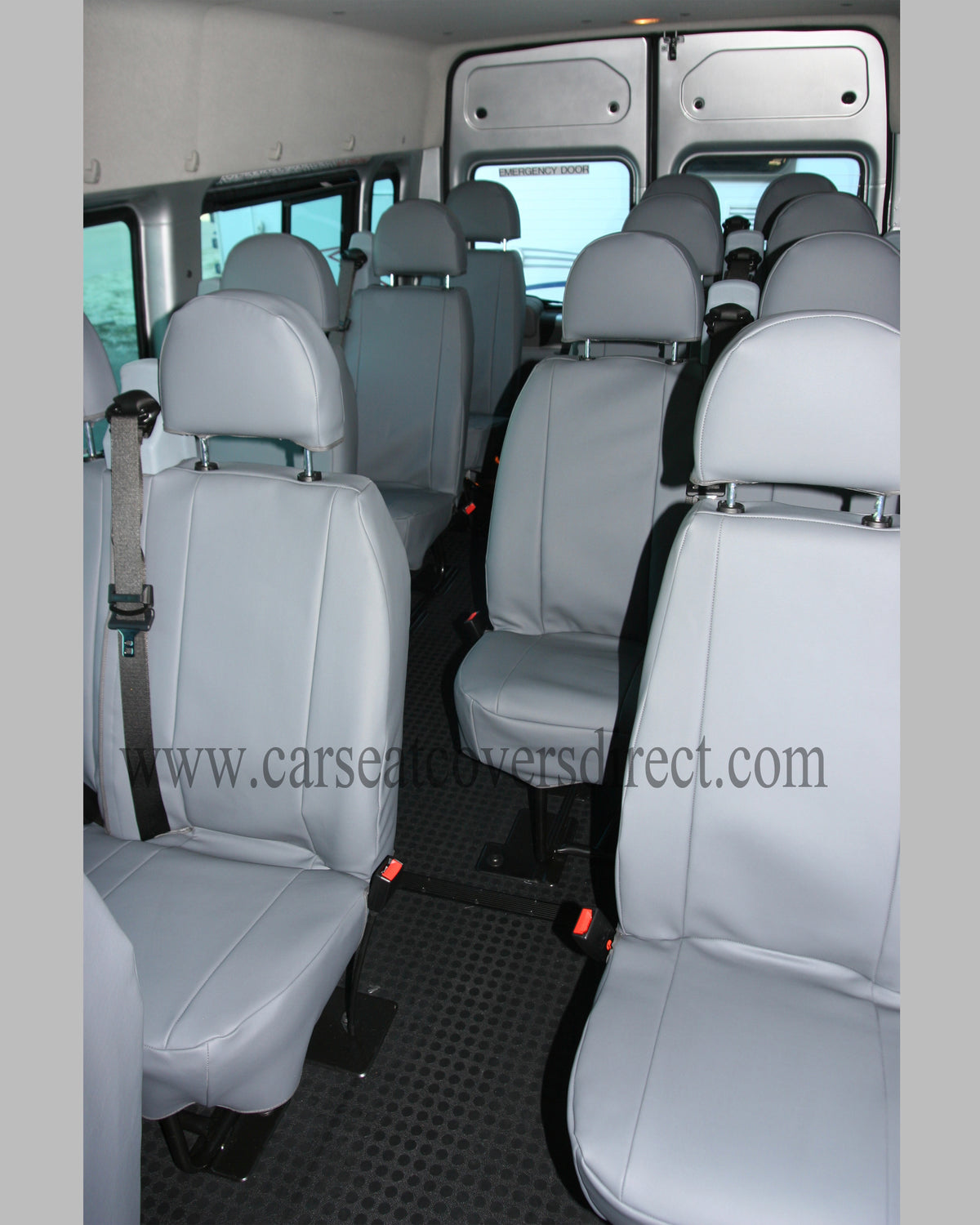 Ford Transit Minibus Seat Covers - Grey Leatherette Fully Tailored 17 Seater 5th Generation (2006-2013)