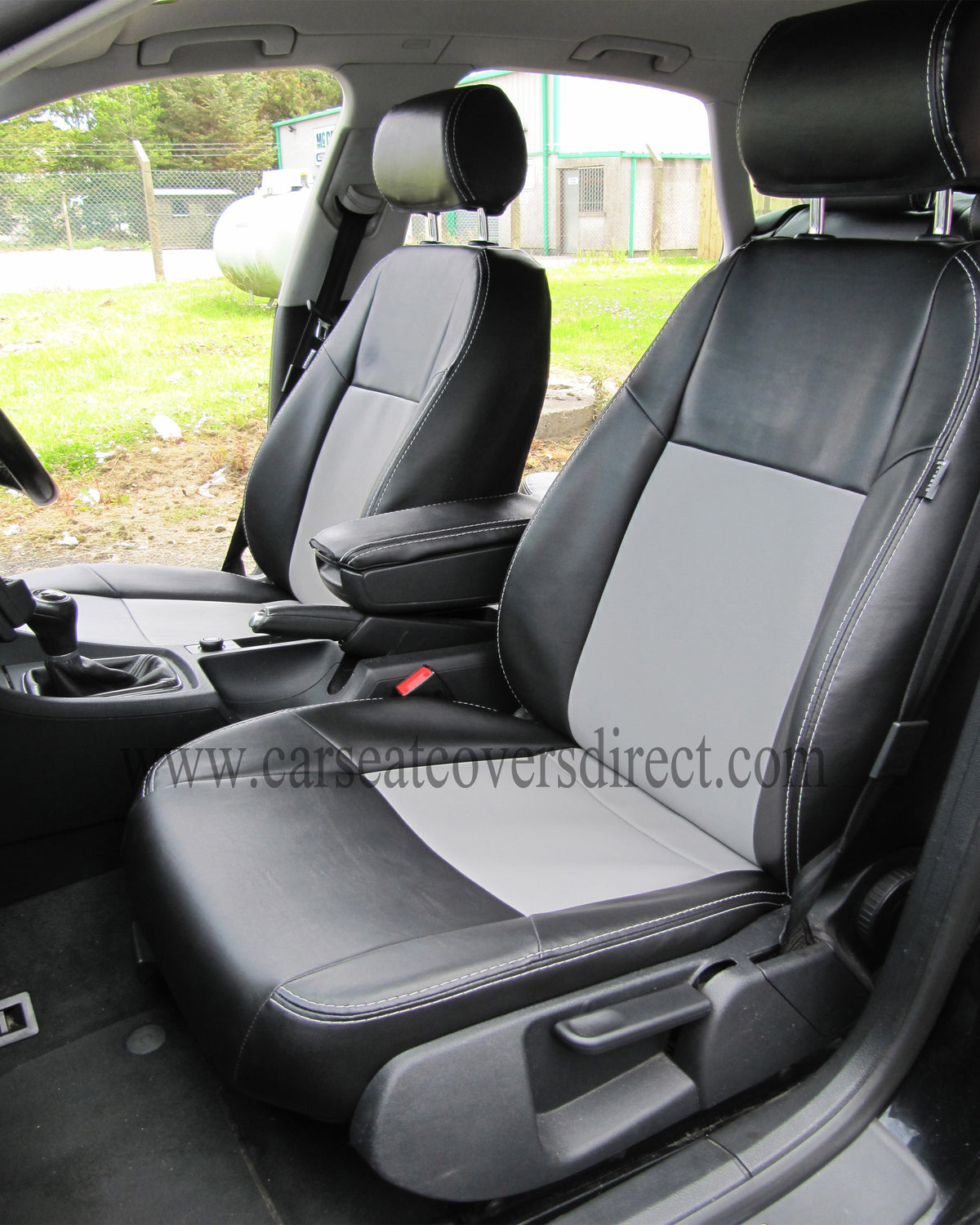 Audi A4 B8 (2008-2016) Seat Covers - Black & Grey Leatherette with Logos