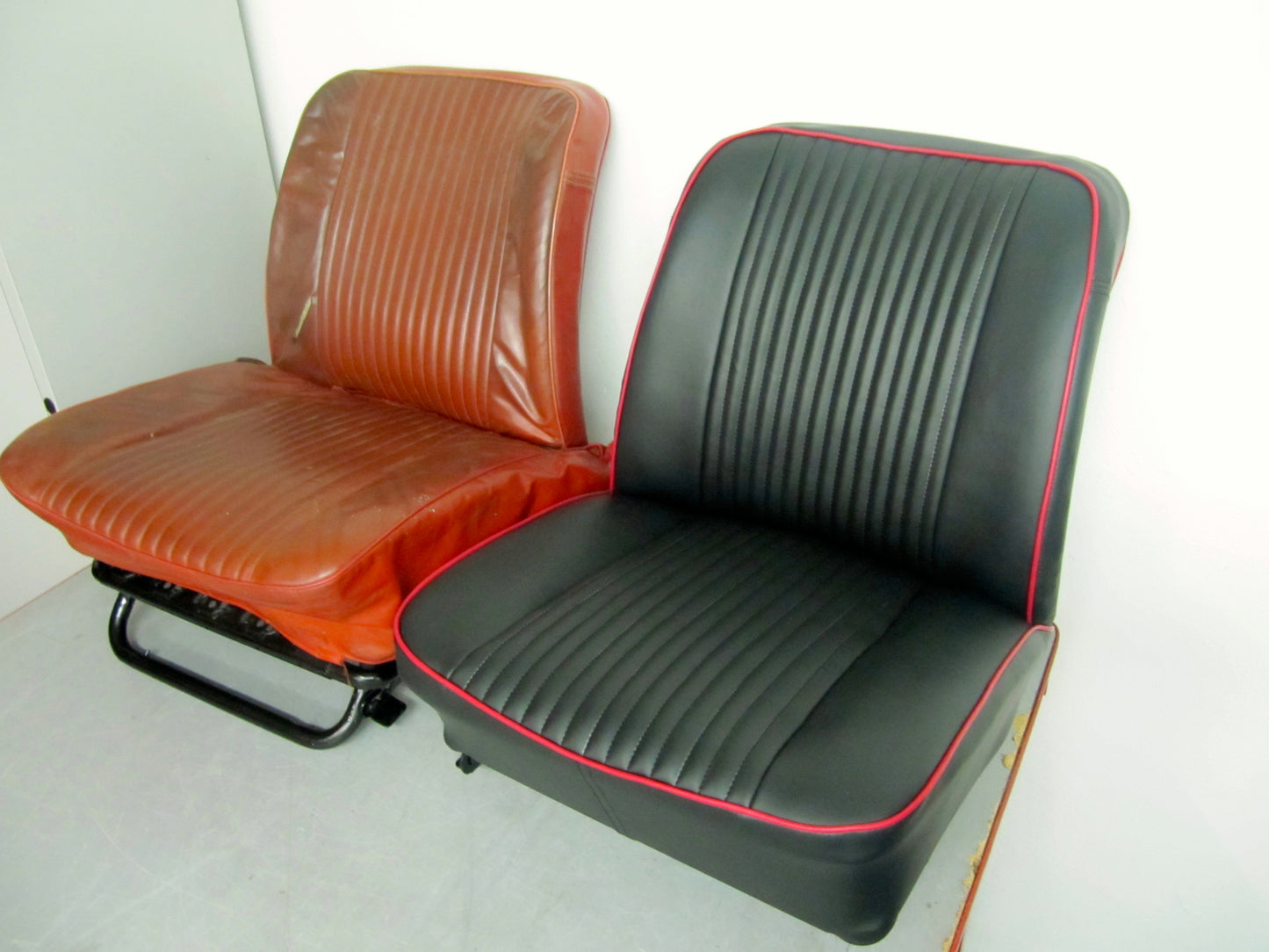 Ford ANGLIA FRONT Seat RETRIM. This is the before and after Photos. Please Ask For More Details.