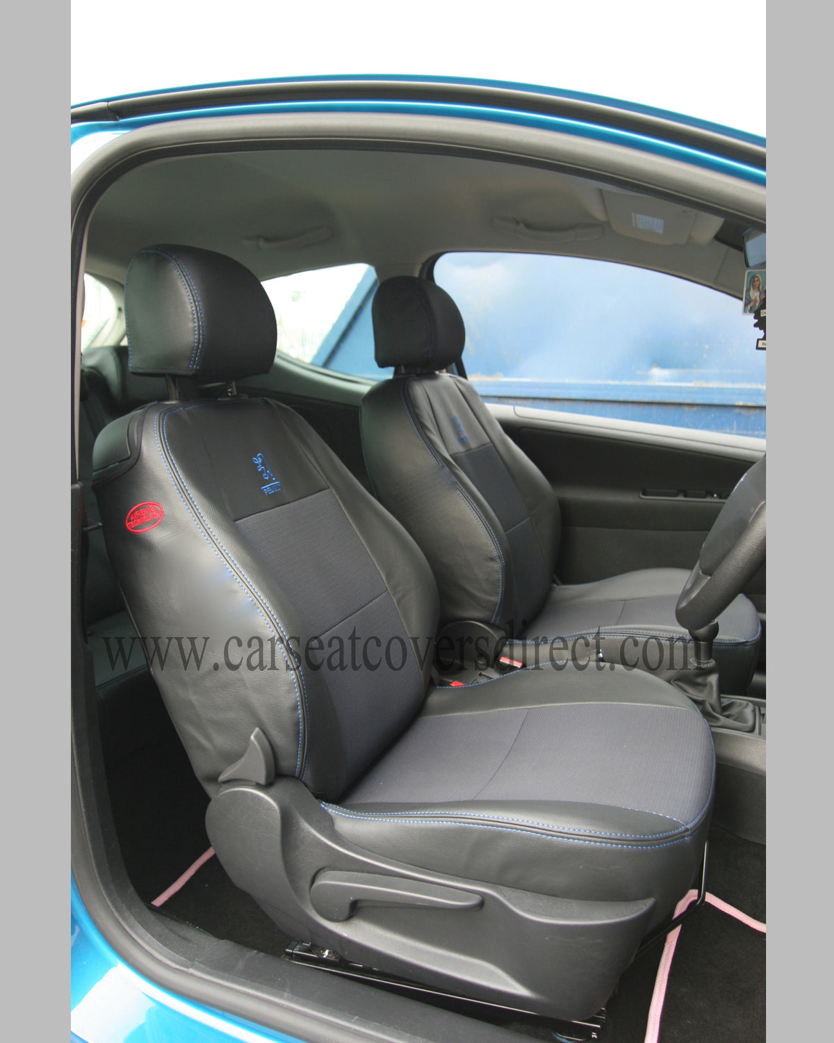 Peugeot 207 Tailored Car Seat Covers | Family Pack | Black Leatherette & Cloth Fronts (2006-2012)