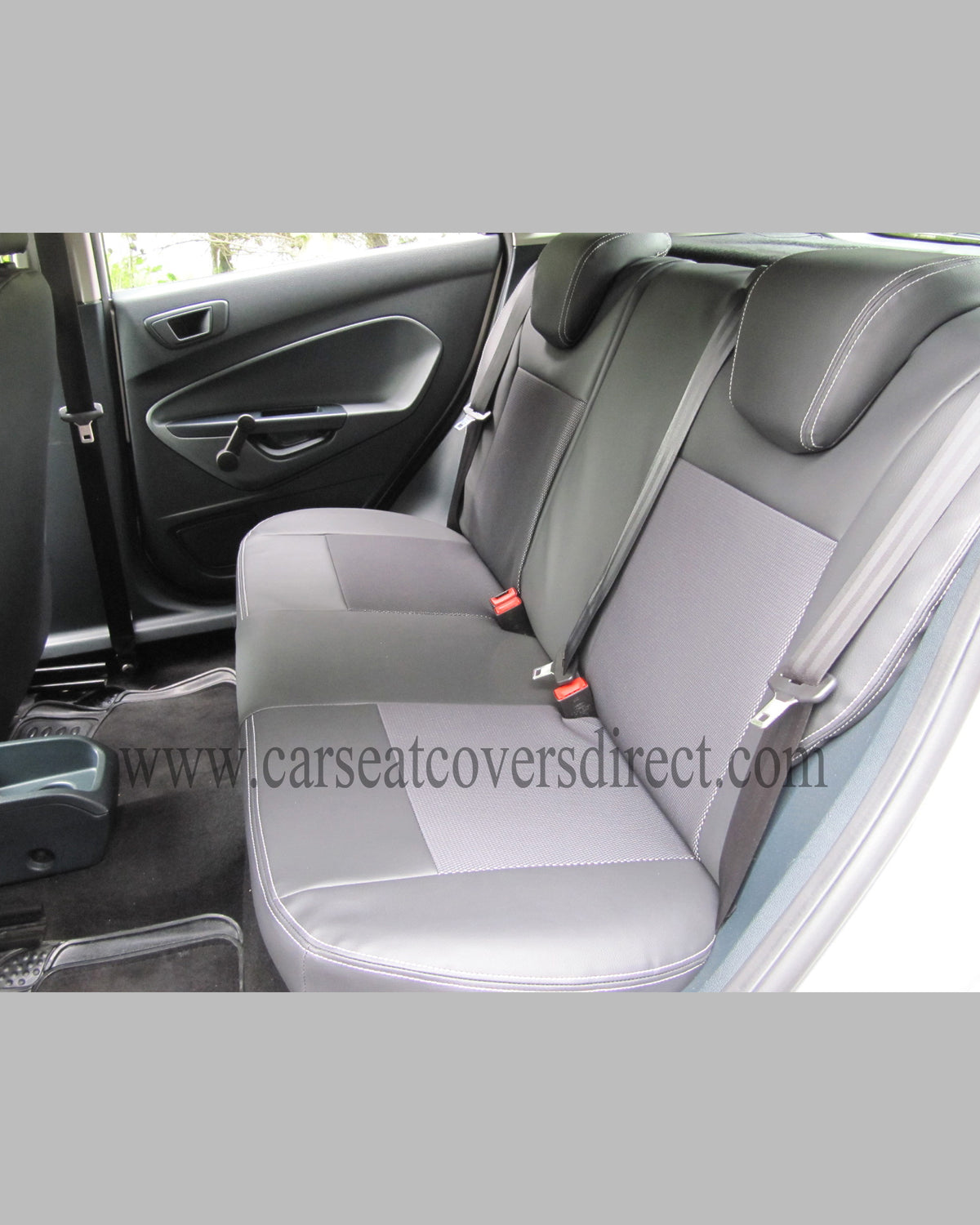 Ford Fiesta MK6 Edge Seat Covers - Black Leatherette Cloth Centres Fully Tailored (6th Generation 2008-2017)