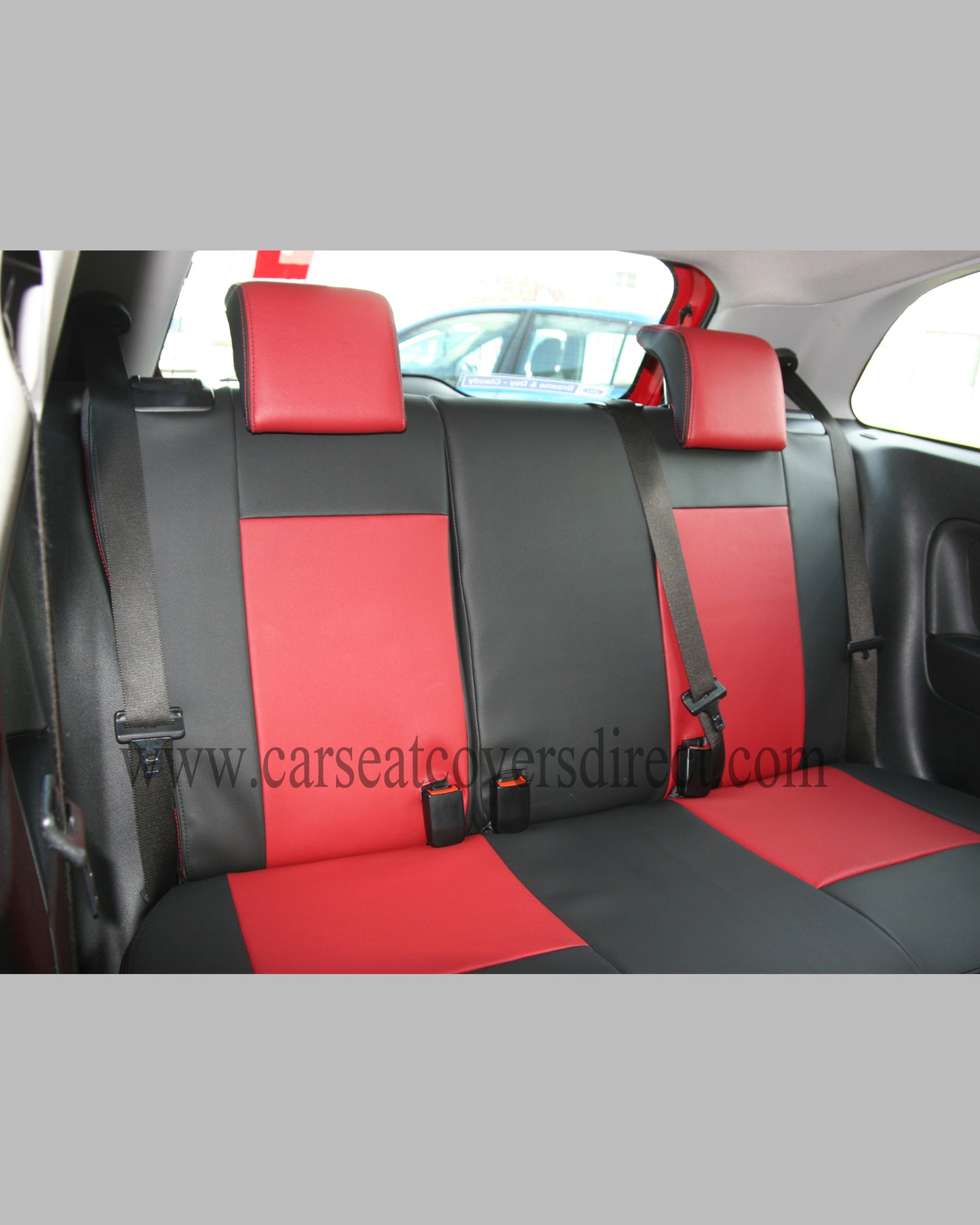 Ford Fiesta MK4 Seat Covers - Black & Red Leatherette Red Double Stitching Fully Tailored (4th Generation 1995-2002)