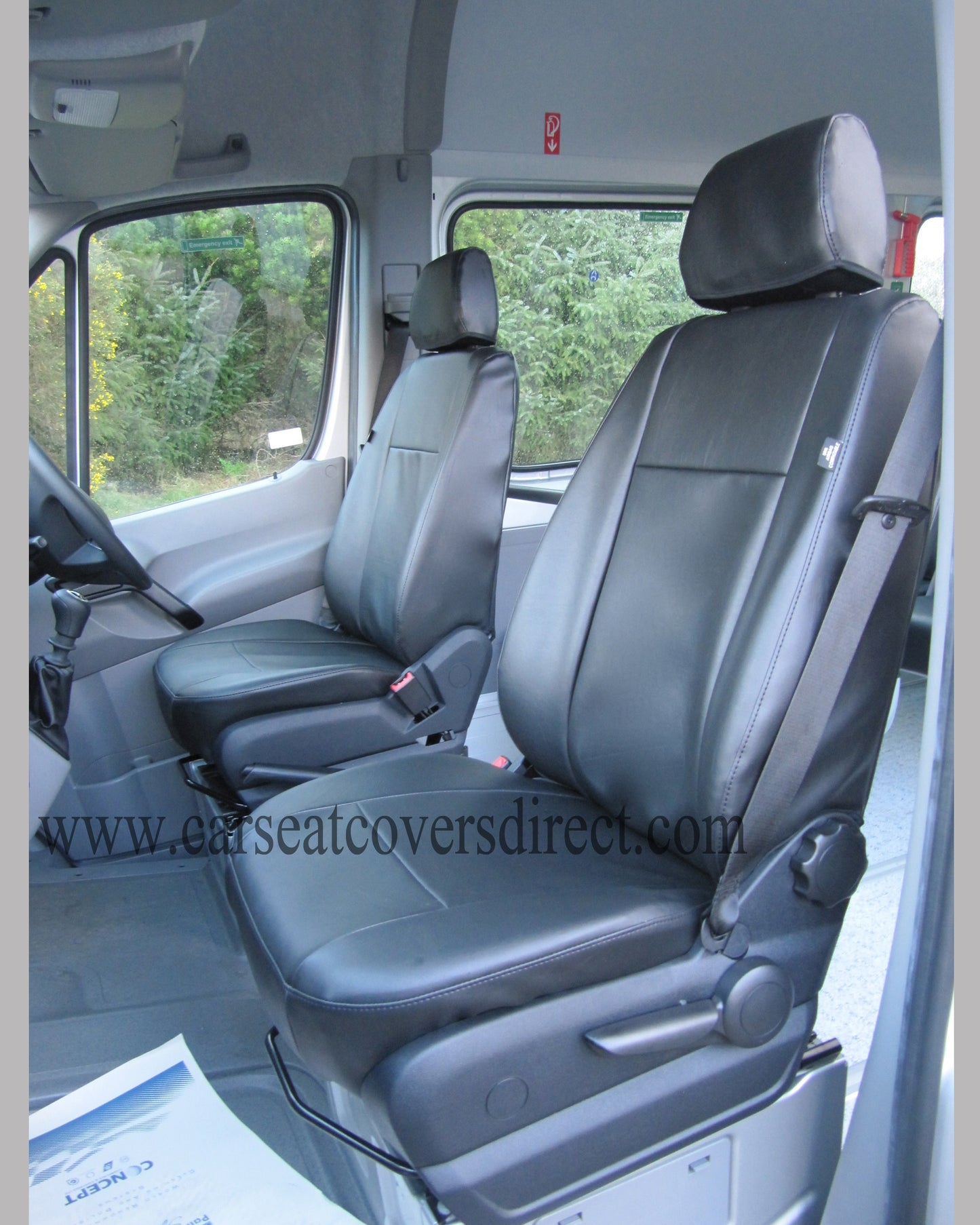 Mercedes Sprinter 2nd Gen 17-Seater Tailored Van Seat Covers | Black Leatherette (2006-Present)
