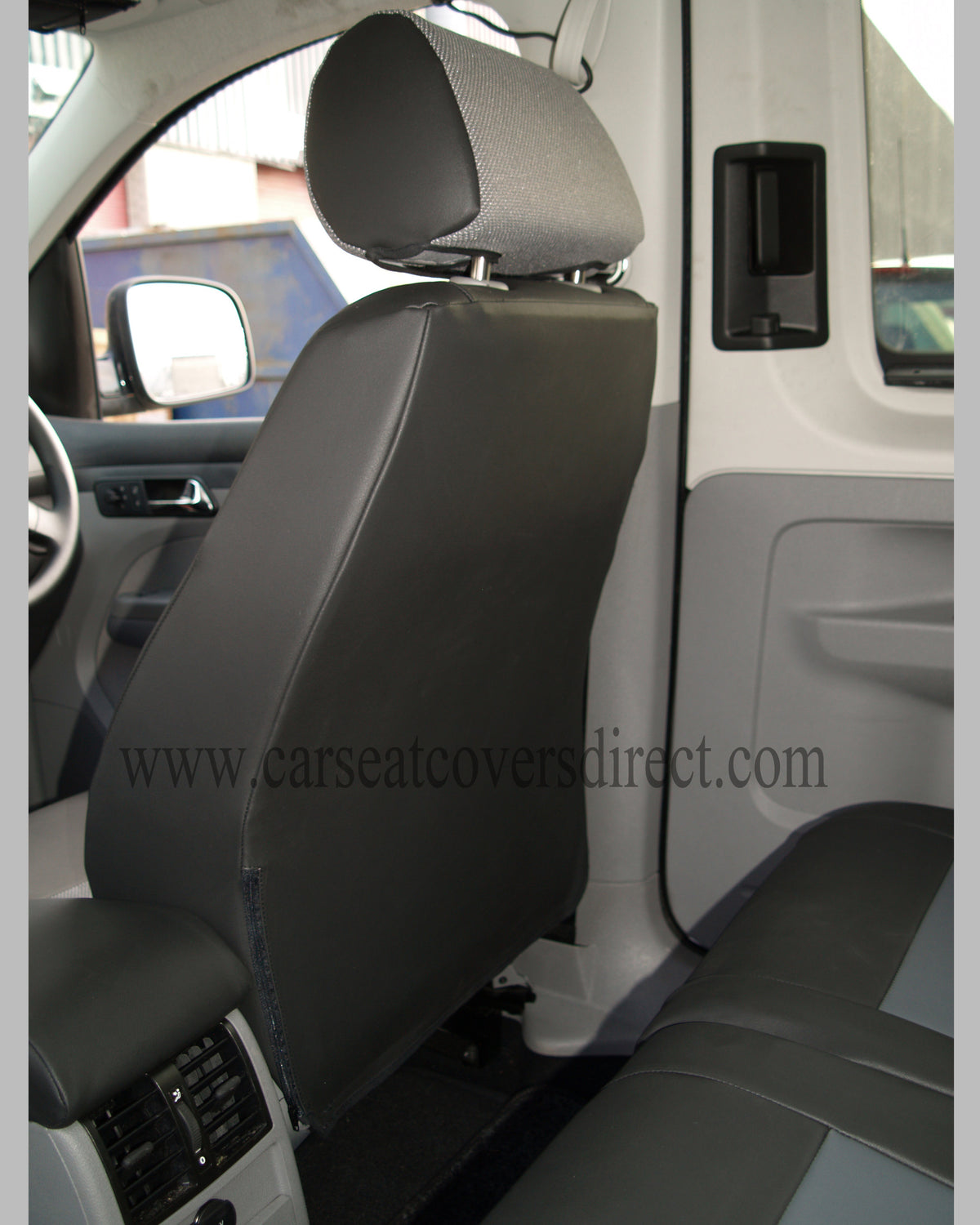 Volkswagen Caddy Life 7 Seater Seat Covers | Black & Grey Leatherette Centre Panels
