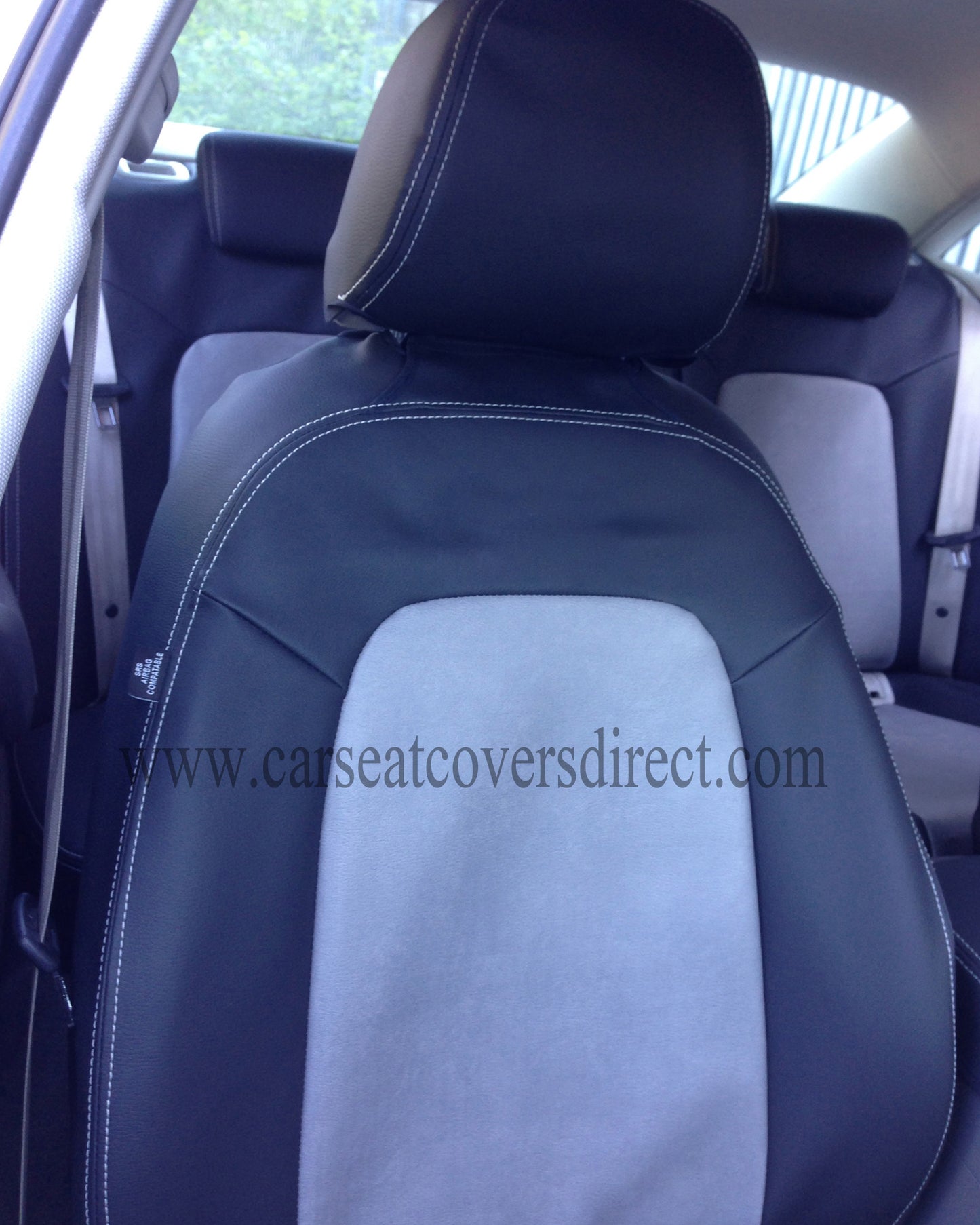 Audi A4 Seat Covers | Black Leatherette Silver Stitching & Audi Logos | Custom Made to Order
