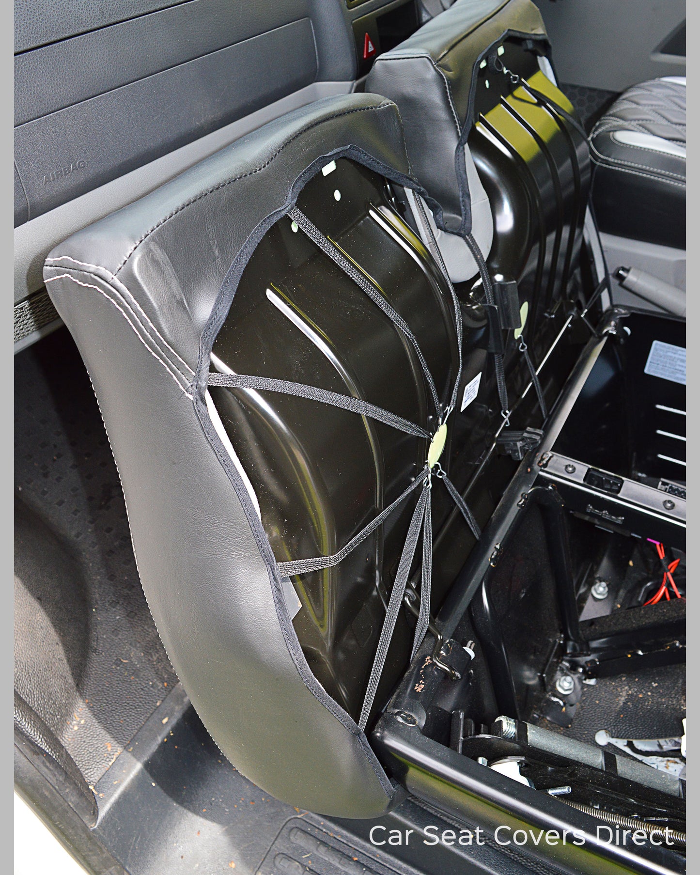 Volkswagen Transporter T5 Seat Covers | Black & Silver Diamond Sportline Leatherette