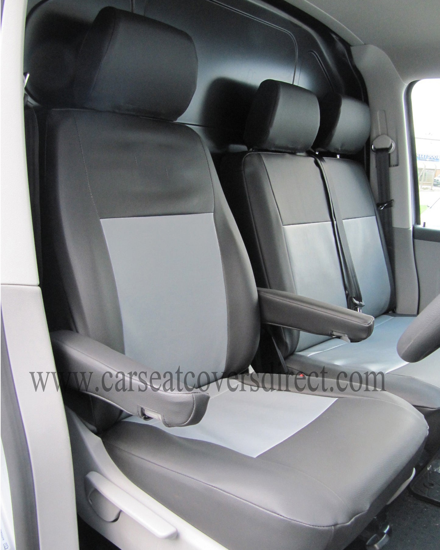 Volkswagen Transporter T5 Seat Covers | Black & Grey Heavy Duty Leatherette