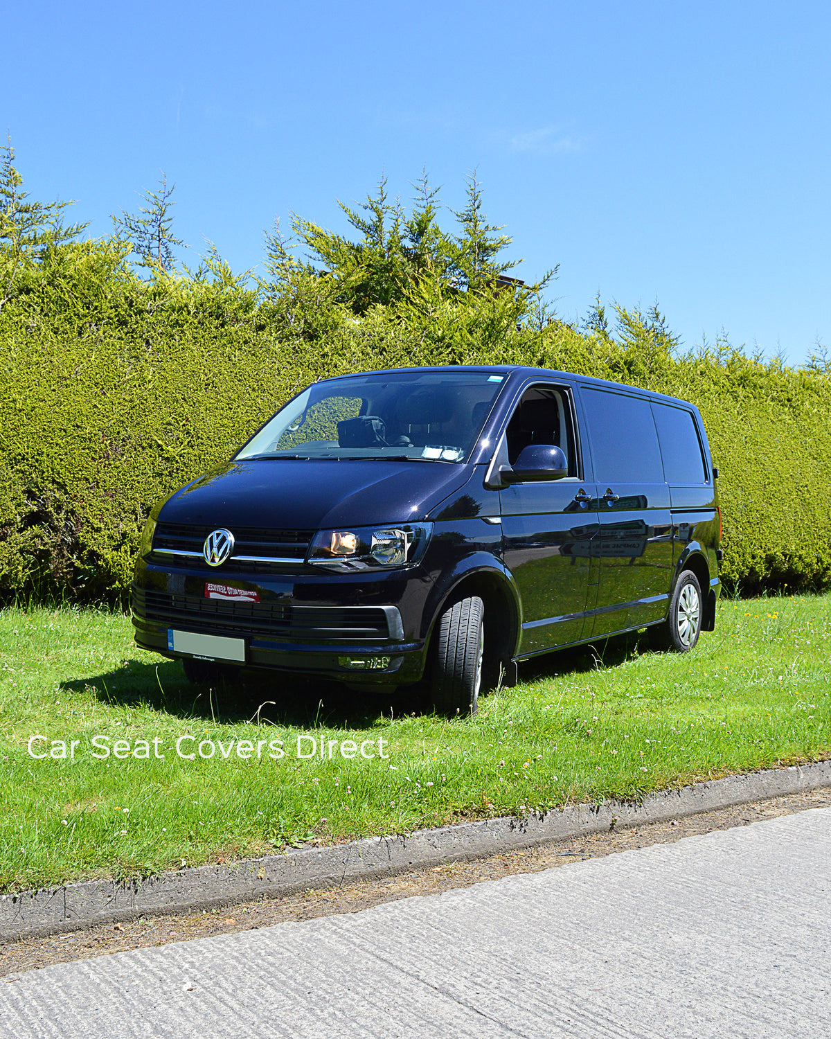 Volkswagen Transporter T6 Seat Covers | Black & White Diamond Stitched Leatherette