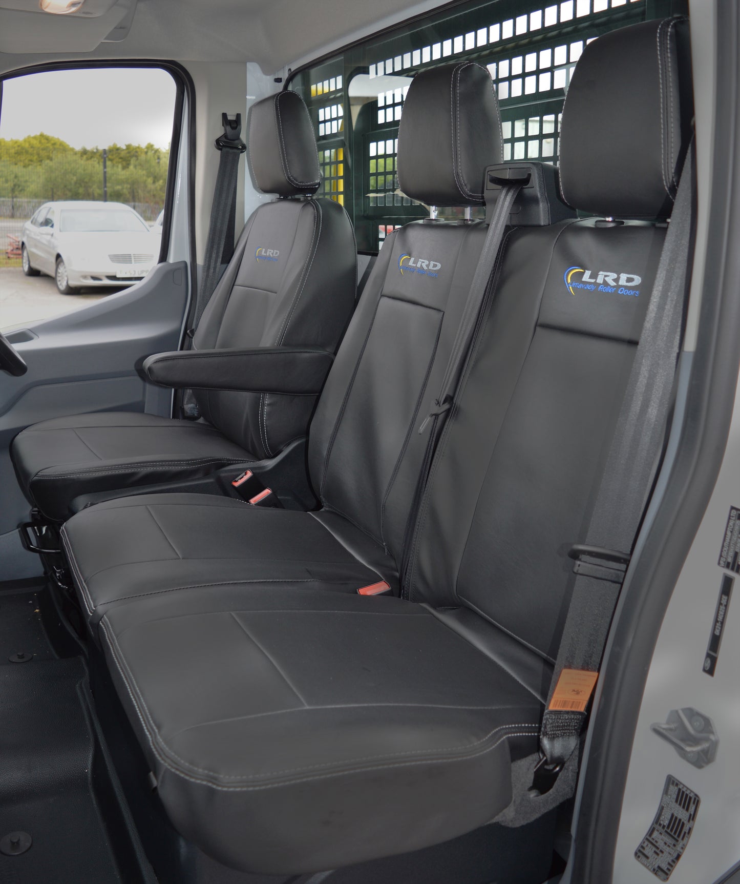 Ford Transit Tipper Seat Covers - Black Leatherette With Custom Logo (2013-Present)