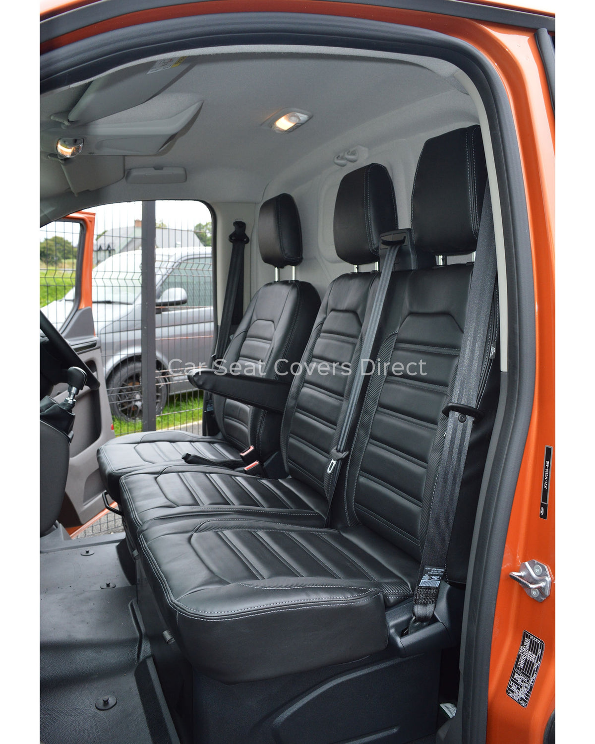 Ford Transit Custom Seat Covers - Black Horizontal Quilting (2013 - Present)