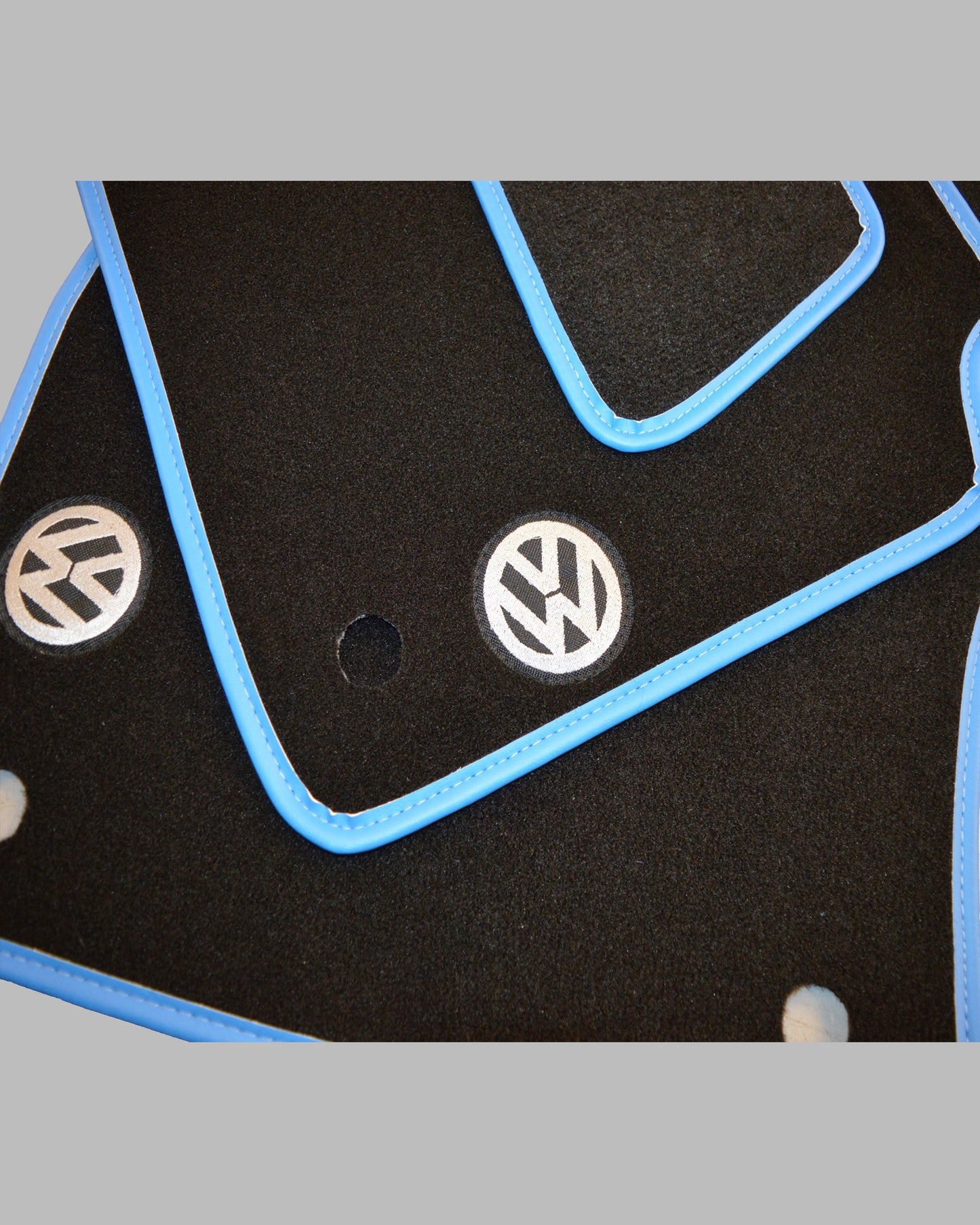 VW Golf MK7 Carpet Floor Mats | Black & Blue Binding with VW Logos UK Made