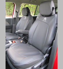 Citroen C4 Grand Picasso Tailored Seat Covers - Charcoal leatherette with Logos (2013 - Present) 7 seater