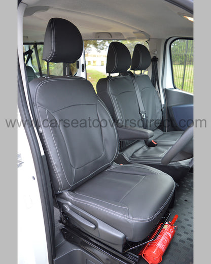 Opel Vivaro 3rd Gen Seat Covers - Charcaol with Double Top Stitching (9 Seater)