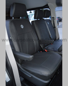 Volkswagen VW Transporter T6 Kombi Seat Covers - Charcoal PVC with Fabri and Logos