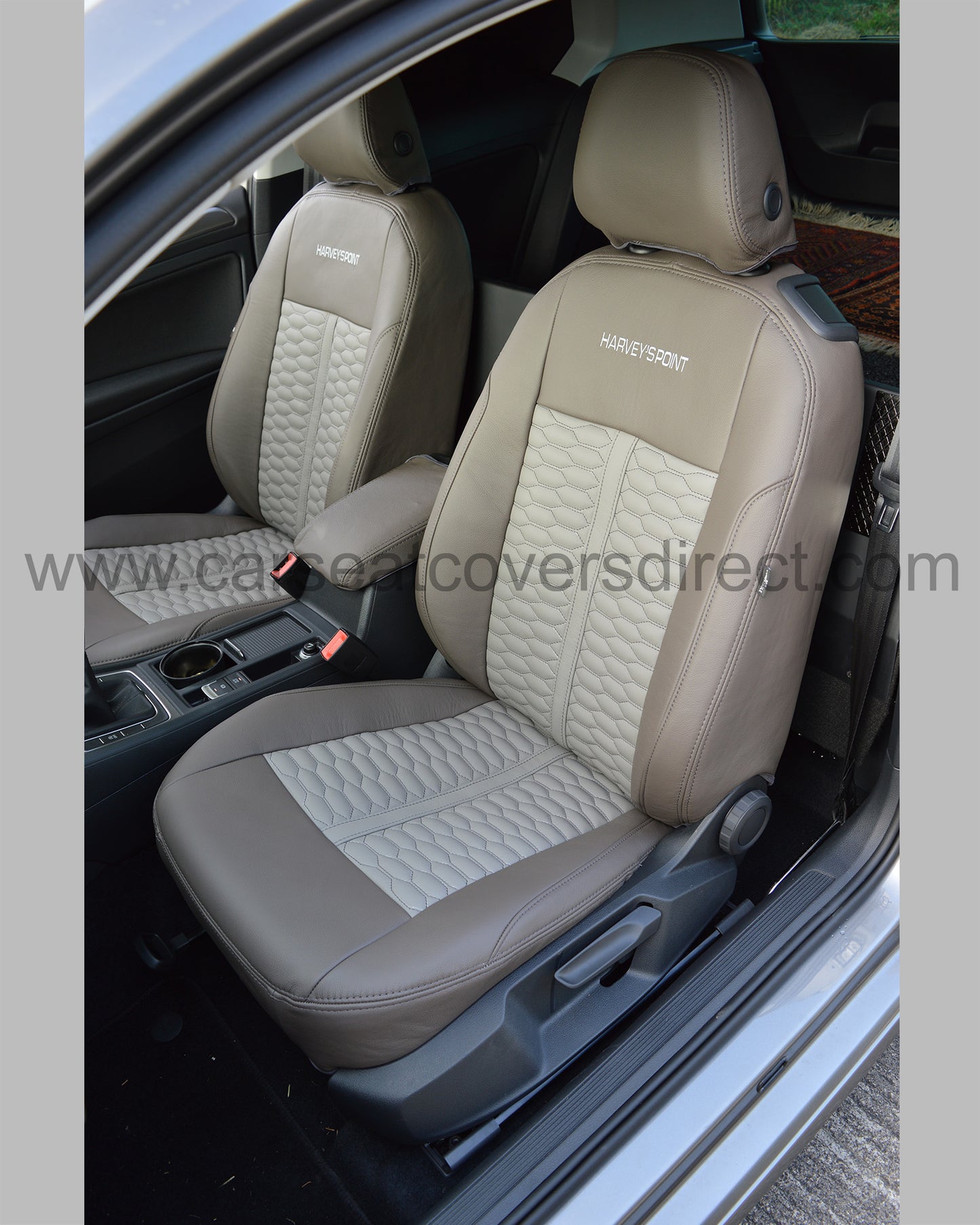 Volkswagen VW Golf MK7 Seat Covers - Leather Brown with Cream Honeycomb Centre