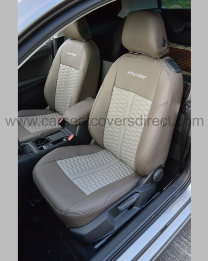 Volkswagen VW Golf MK7 Seat Covers - Leather Brown with Cream Honeycomb Centre