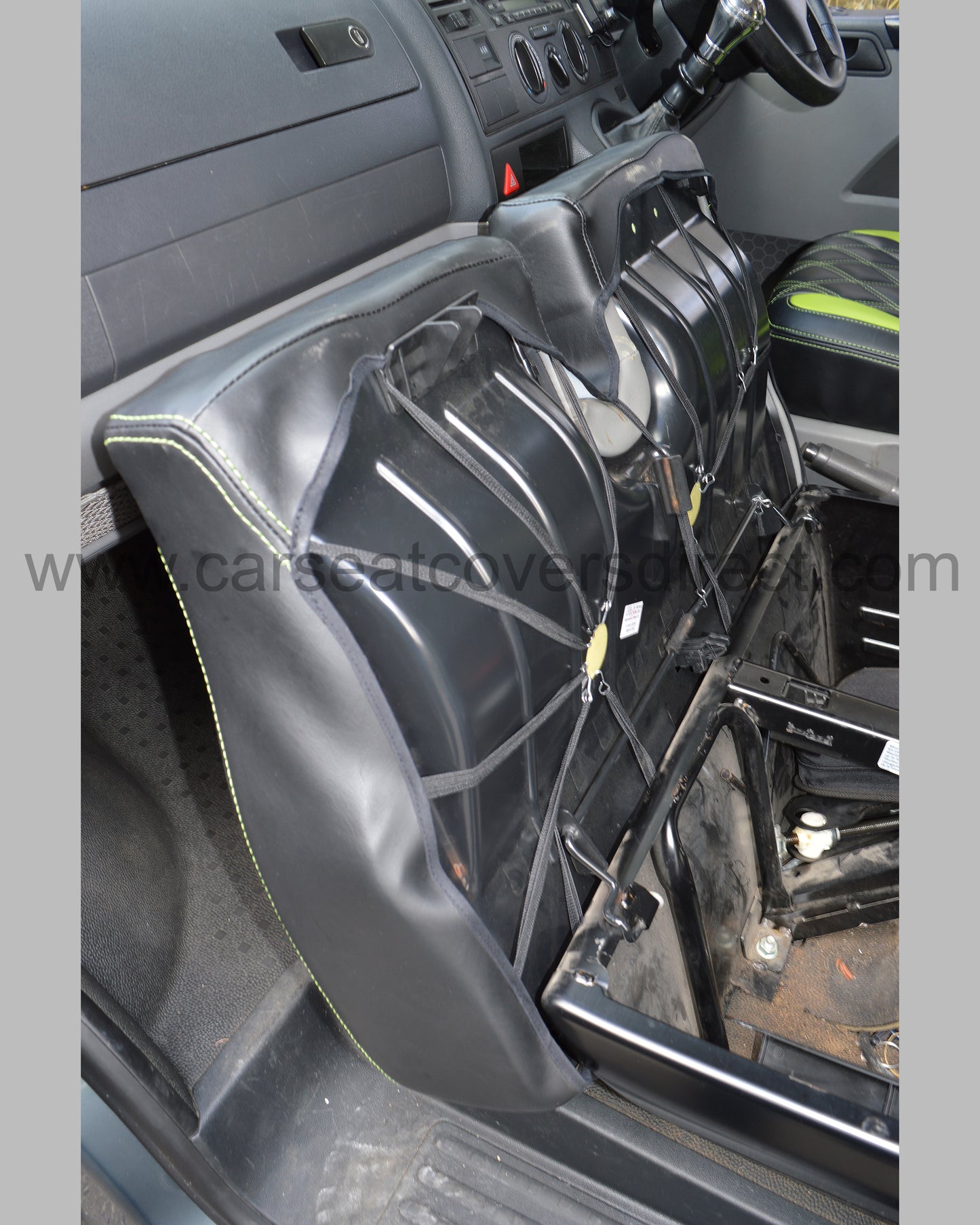 Volkswagen Transporter T5 Seat Covers - Black & Citrus Green Diamonds