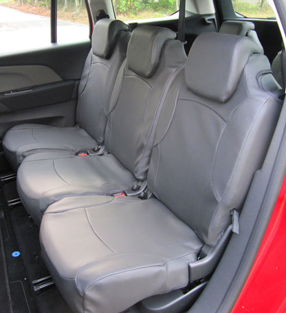 Citroen C4 Grand Picasso Tailored Seat Covers - Charcoal leatherette with Logos (2013 - Present) 7 seater