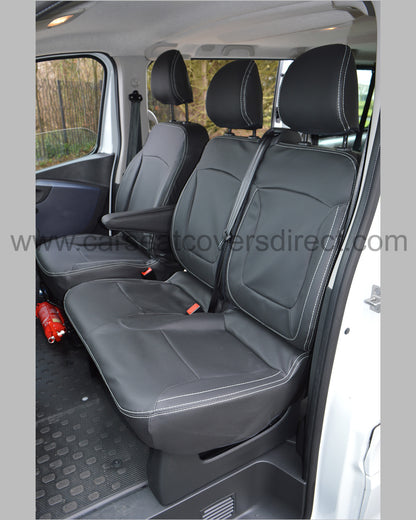 Opel Vivaro 3rd Gen Seat Covers - Charcaol with Double Top Stitching (9 Seater)