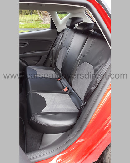 Seat Leon Seat Covers - Black with Cloth Centres (3rd Gen 2013-Present)