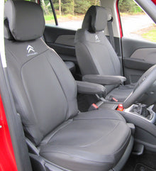 Citroen C4 Picasso Tailored Seat Covers - Charcoal leatherette with Logos (2013 - Present) 5 seater