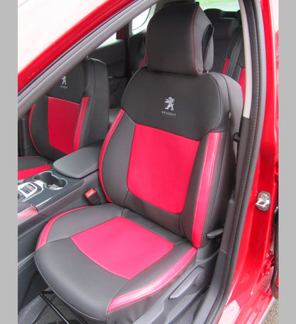 Peugeot 3008 Tailored Car Seat Covers - Charcoal & Red