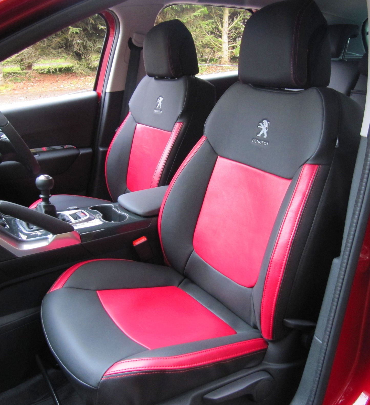 Peugeot 3008 Tailored Car Seat Covers - Charcoal & Red