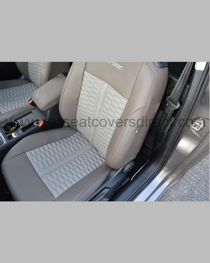 Volkswagen VW Golf MK7 Seat Covers - Leather Brown with Cream Honeycomb Centre