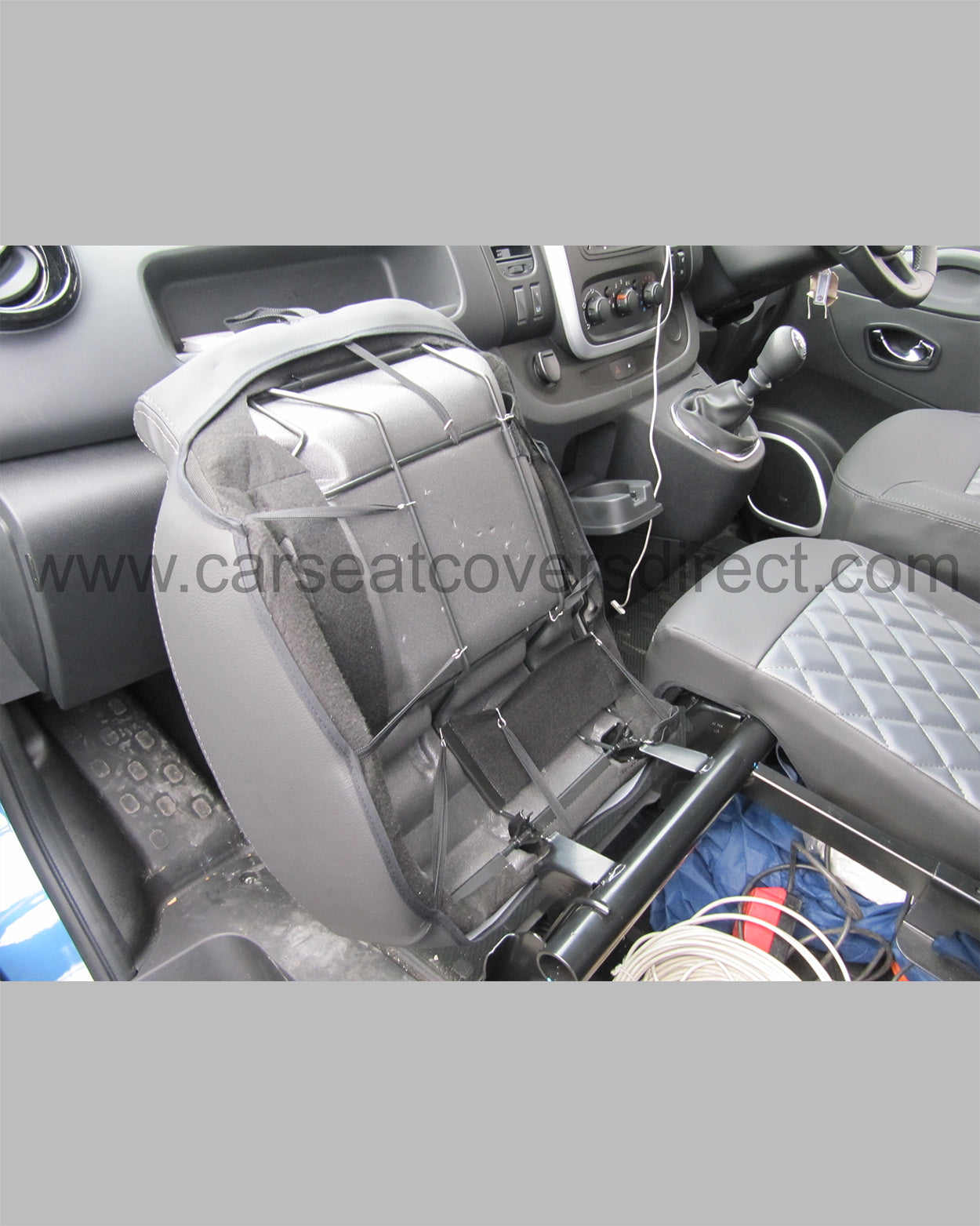 Vauxhall / Opel Vivaro Tailored Seat Covers - Charcaol with Grey Diamonds (Crew Cab)