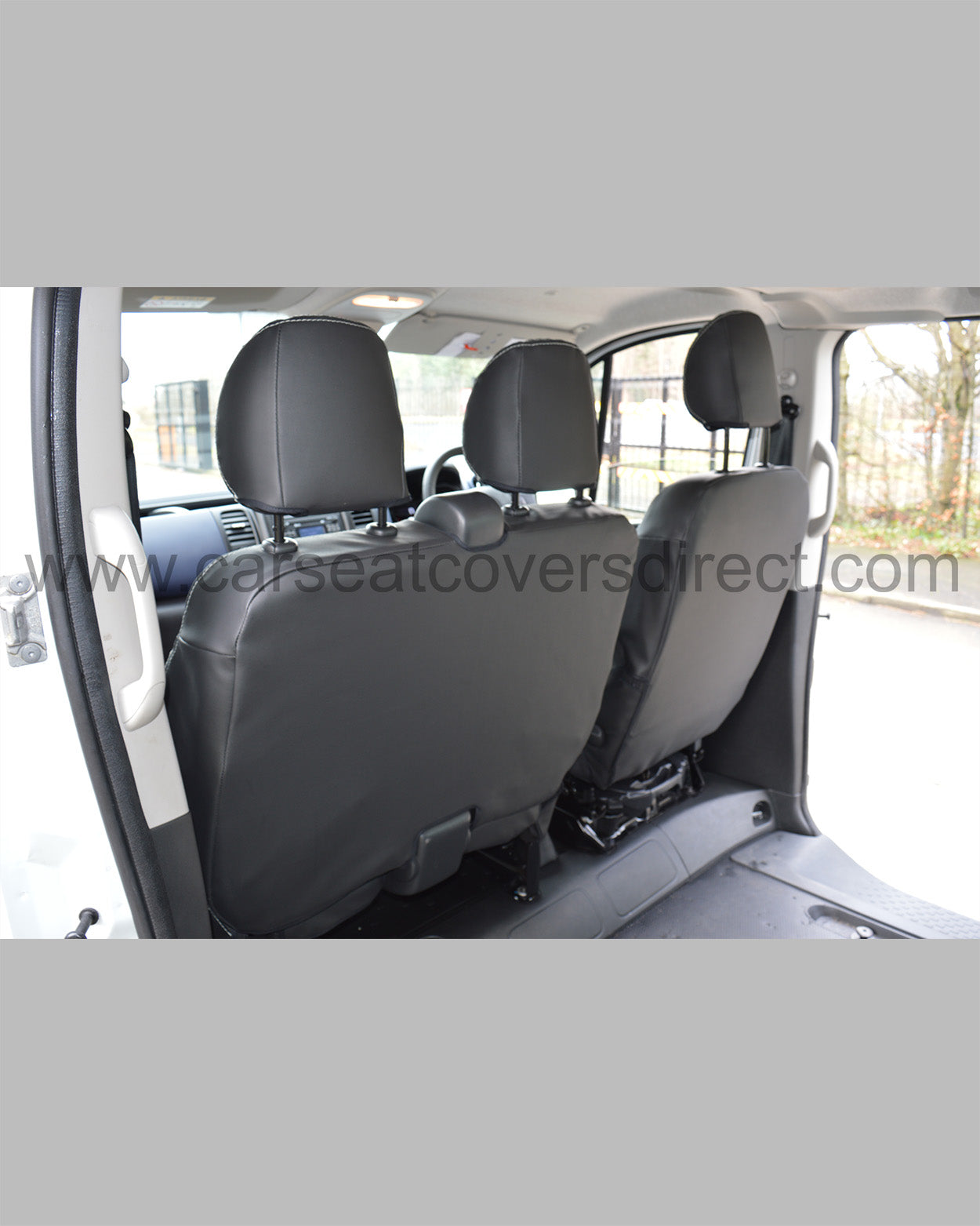 Vauxhall Vivaro 3rd Gen Seat Covers - Charcaol with Double Top Stitching (9 Seater)