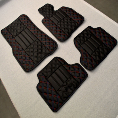 BMW 4 Series M Sport Luxury Floor Mats - Black Quilted Diamond Diamonds