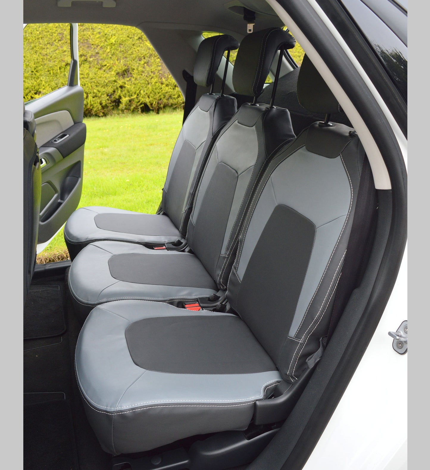 Citroen C4 Grand Picasso Tailored Seat Covers - Charcoal & Forli Grey Leatherette with Logos (2013 - Present) 7 seater