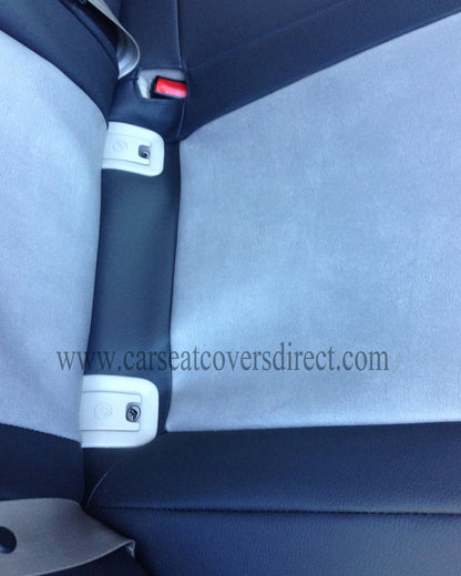 Audi A4 Seat Covers | Black Leatherette Silver Stitching & Audi Logos | Custom Made to Order
