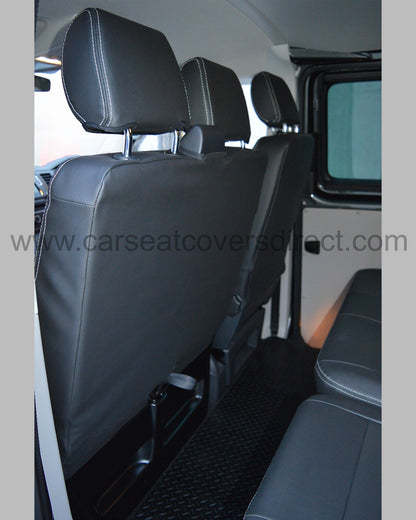 Volkswagen VW Transporter T6 Kombi Seat Covers - Charcoal PVC with Fabri and Logos