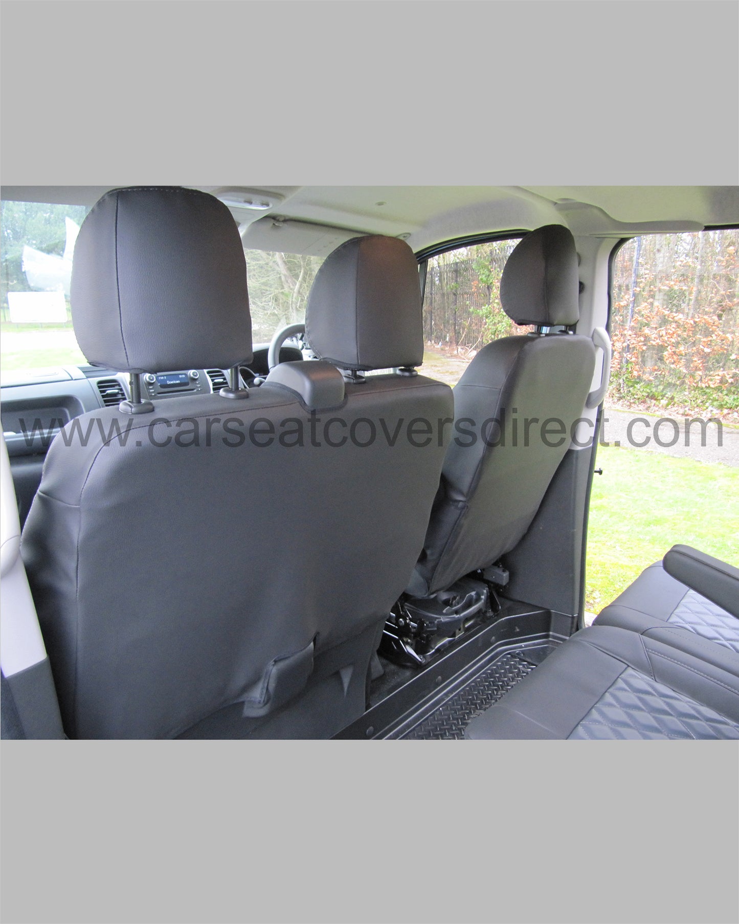 Vauxhall / Opel Vivaro Tailored Seat Covers - Charcaol with Grey Diamonds (Crew Cab)