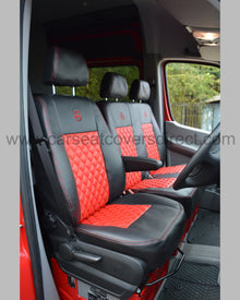 Mercedes Sprinter Seat Covers - Black and Red Diamonds