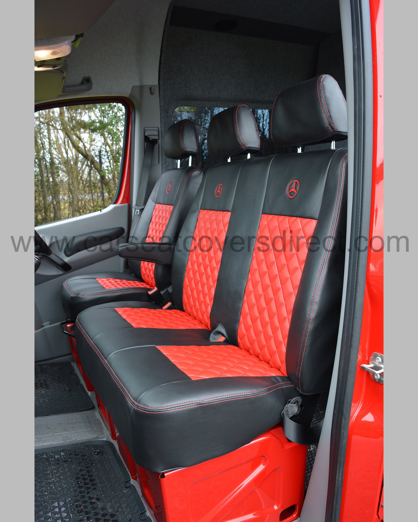 Mercedes Sprinter Seat Covers - Black and Red Diamonds