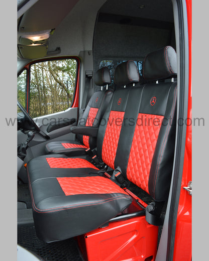 Mercedes Sprinter Seat Covers - Black and Red Diamonds