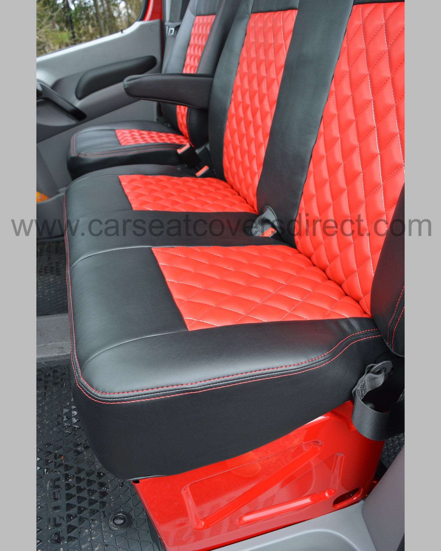 Mercedes Sprinter Seat Covers - Black and Red Diamonds