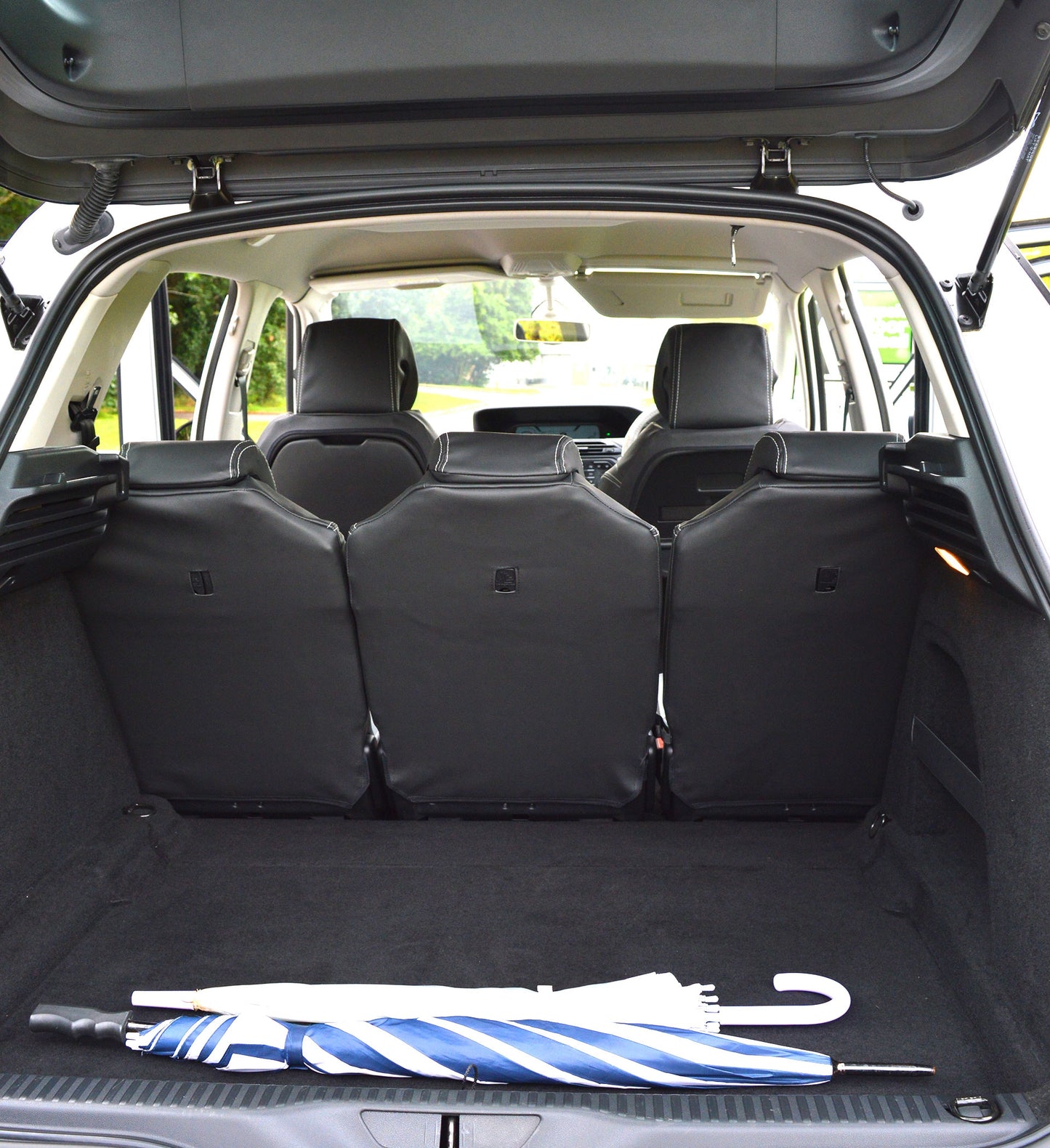 Citroen C4 Picasso Tailored Seat Covers - Charcoal & Forli Grey Leatherette with Logos (2013 - Present) 5 seater