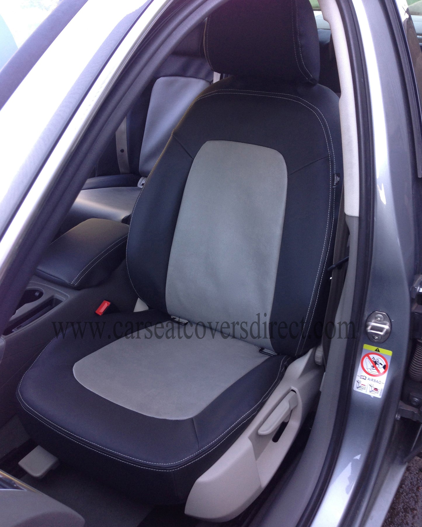 Audi A4 Seat Covers | Black Leatherette Silver Stitching & Audi Logos | Custom Made to Order