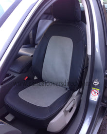 Audi A4 Seat Covers | Black Leatherette Silver Stitching & Audi Logos | Custom Made to Order