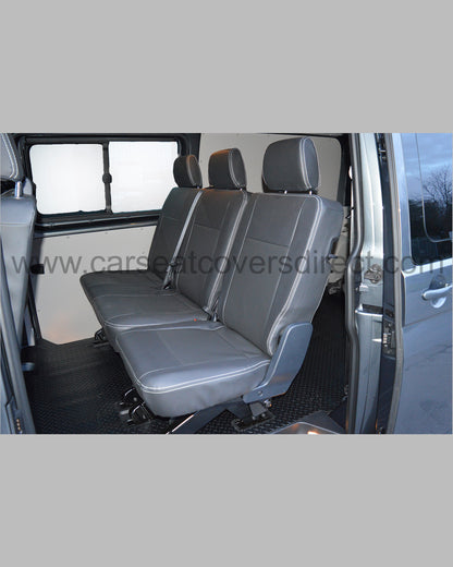 Volkswagen VW Transporter T6 Kombi Seat Covers - Charcoal PVC with Fabri and Logos
